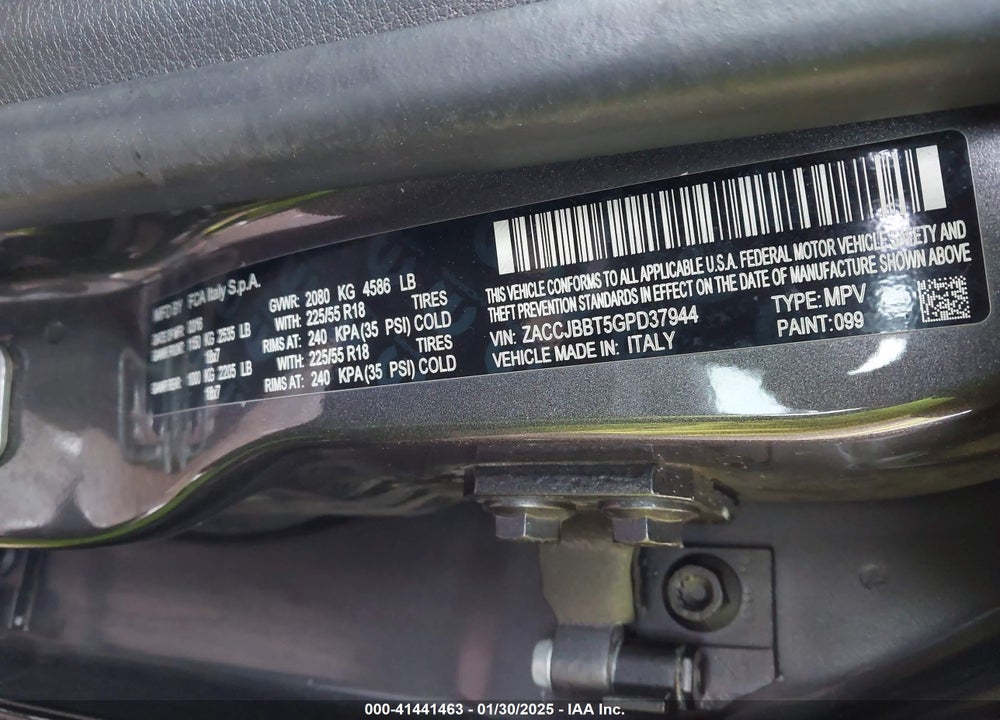 2016 JEEP RENEGADE JUSTICE VIN: ZACCJBBT5GPD37944