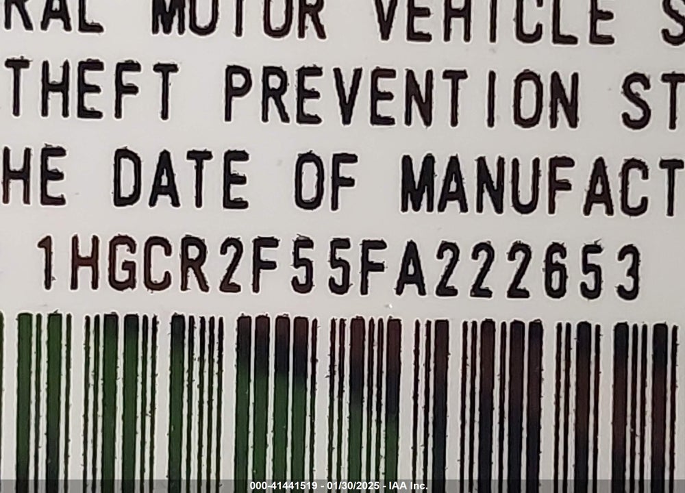 2015 HONDA ACCORD VIN: 1HGCR2F55FA222653