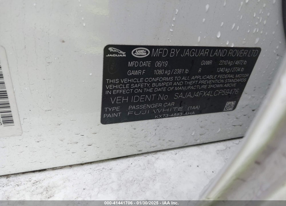 2020 JAGUAR XE S AWD AUTOMATIC VIN: SAJAJ4FX4LCP59476