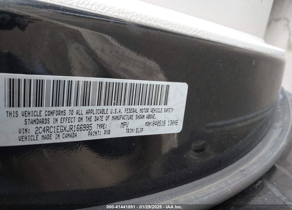 2018 CHRYSLER PACIFICA TOURING L PLUS VIN: 2C4RC1EGXJR166995