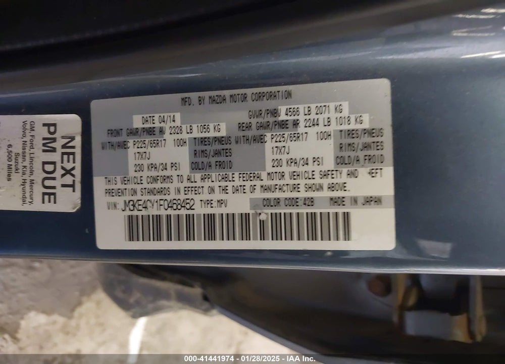 2015 MAZDA CX-5 TOURING VIN: JM3KE4CY1F0468452