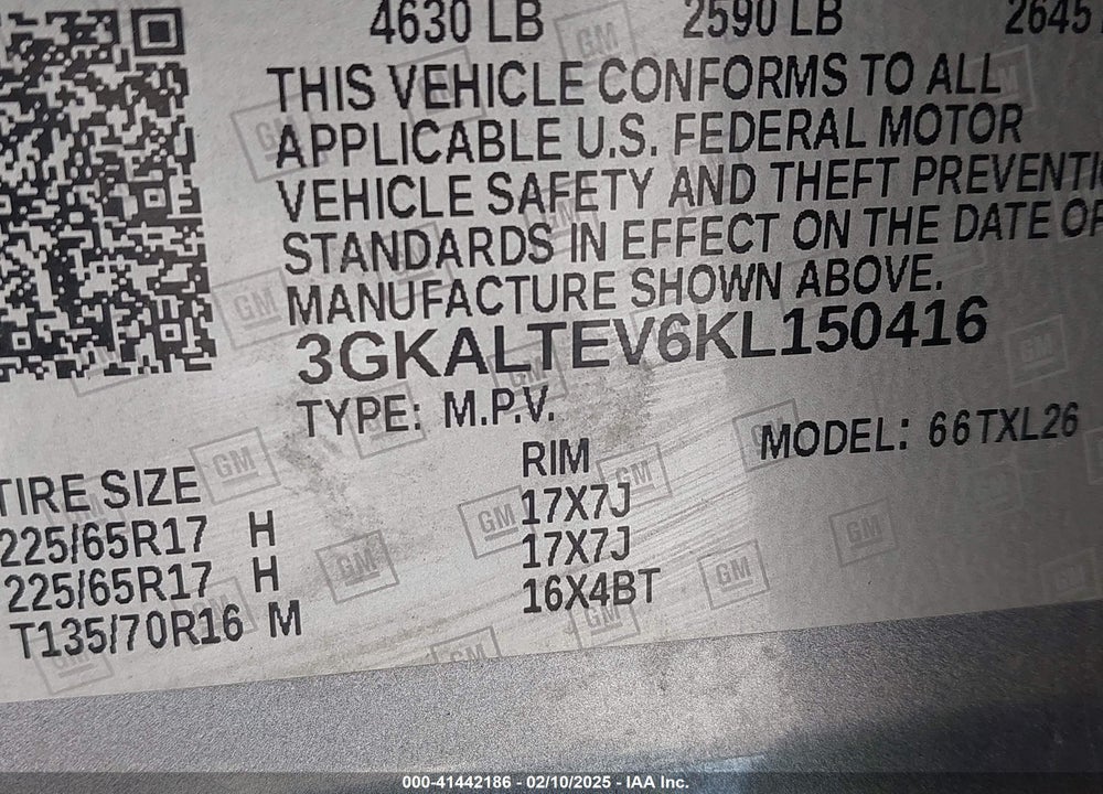 2019 GMC TERRAIN VIN: 3GKALTEV6KL150416