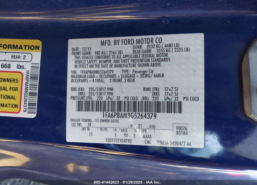 2016 FORD MUSTANG VIN: 1FA6P8AM8G5264379