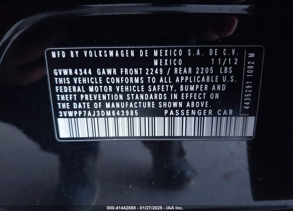 2013 VOLKSWAGEN JETTA SPORTWAGEN VIN: 3VWPP7AJ3DM643985