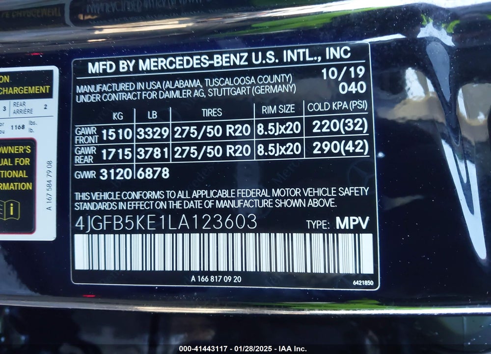 2020 MERCEDES-BENZ GLE 450 VIN: 4JGFB5KE1LA123603