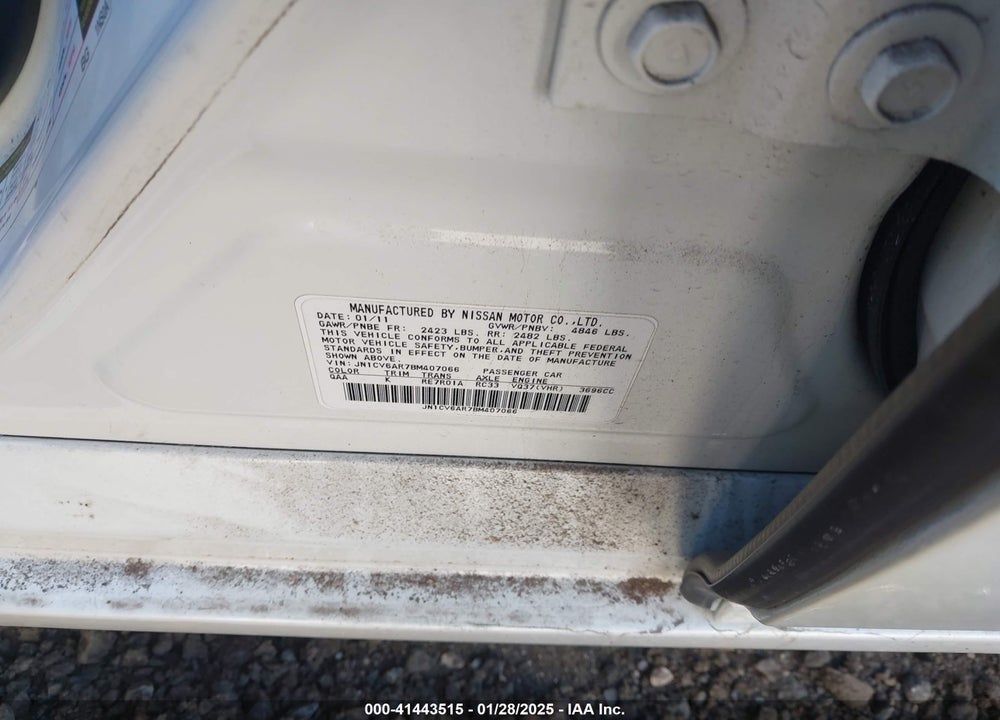 2011 INFINITI G37X VIN: JN1CV6AR7BM407066