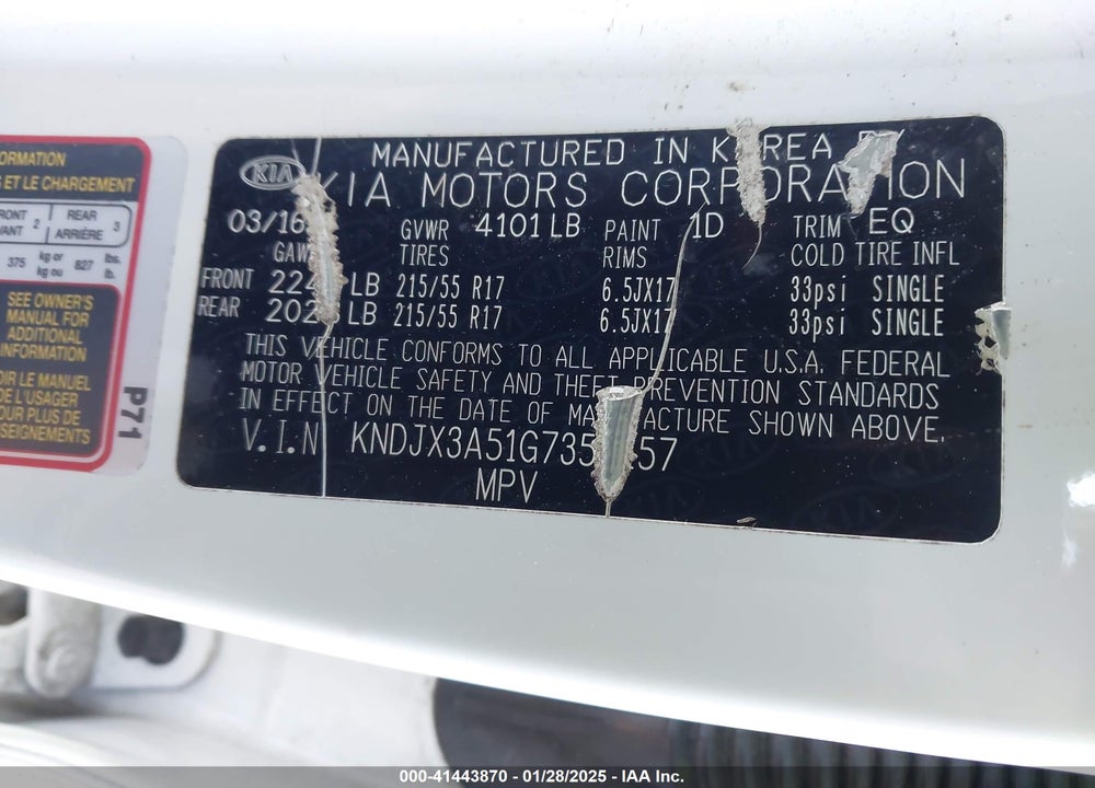 2016 KIA SOUL VIN: KNDJX3A51G7355157