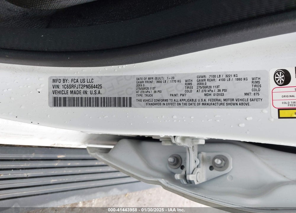 2023 RAM 1500 VIN: 1C6SRFJT2PN564425