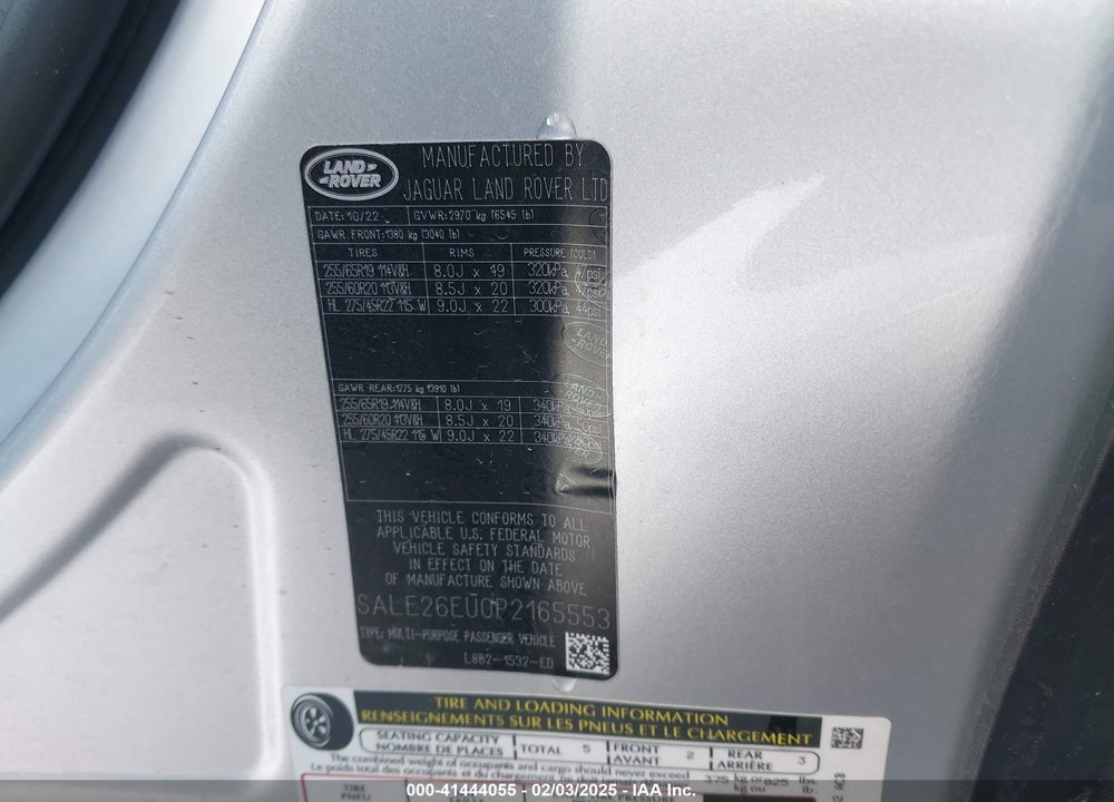 2023 LAND ROVER DEFENDER VIN: SALE26EU0P2165553