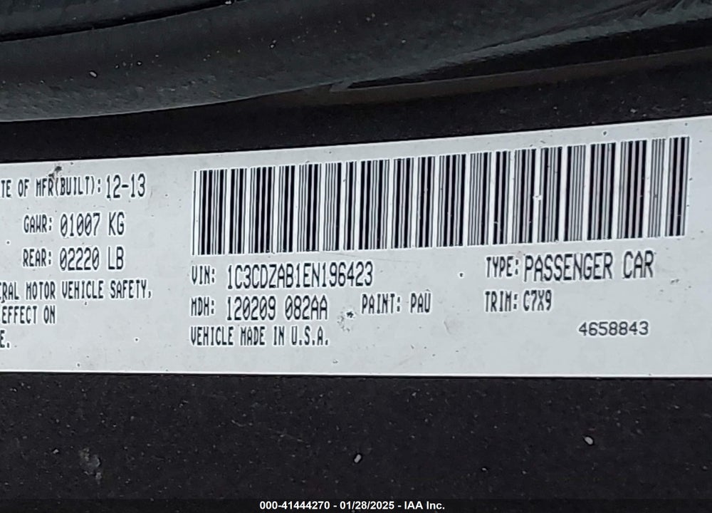 2014 DODGE AVENGER SE VIN: 1C3CDZAB1EN196423