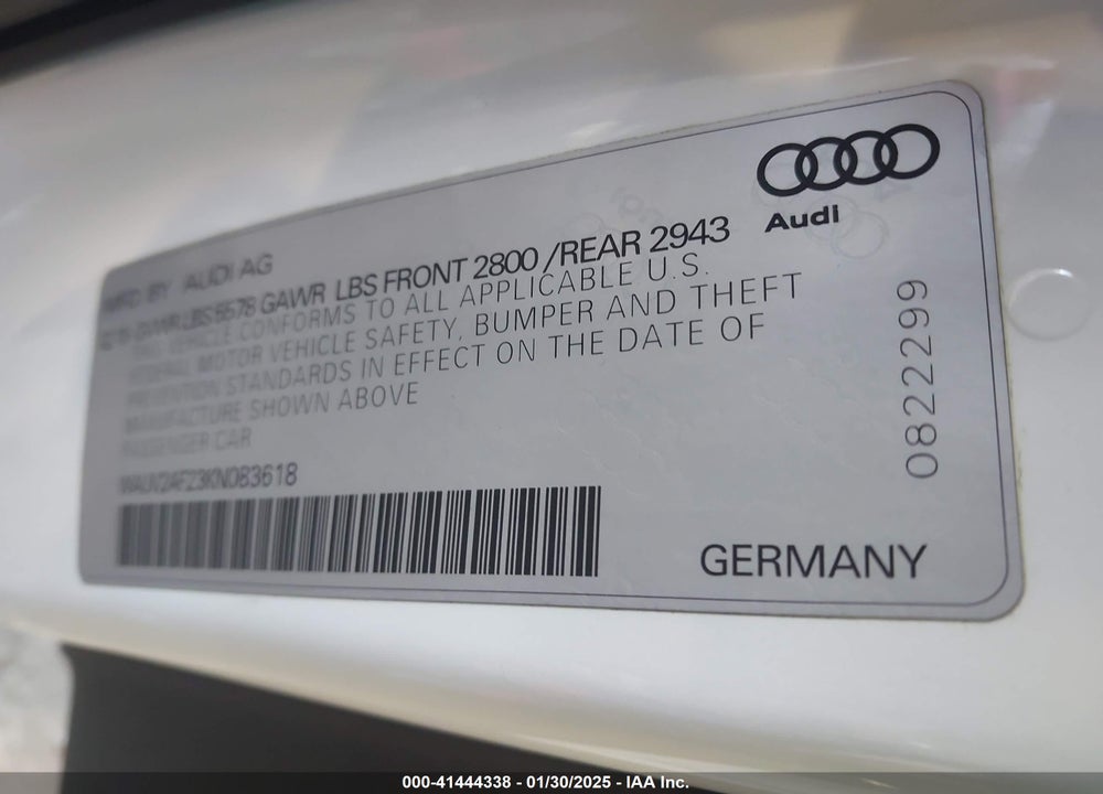 2019 AUDI A7 55 PREMIUM VIN: WAUV2AF23KN083618