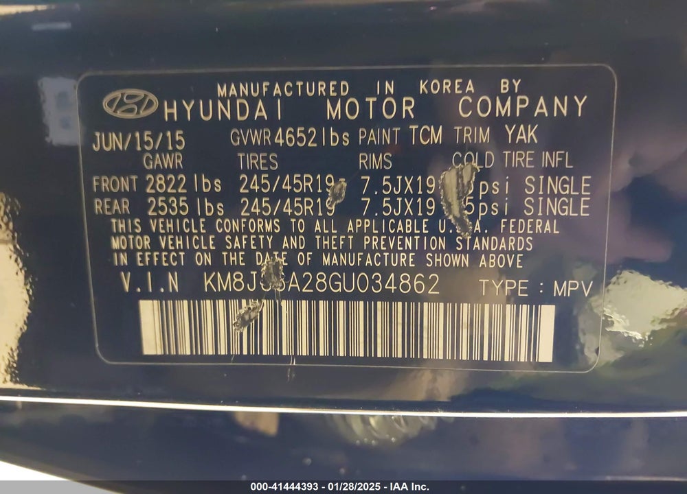 2016 HYUNDAI TUCSON LIMITED VIN: KM8J33A28GU034862