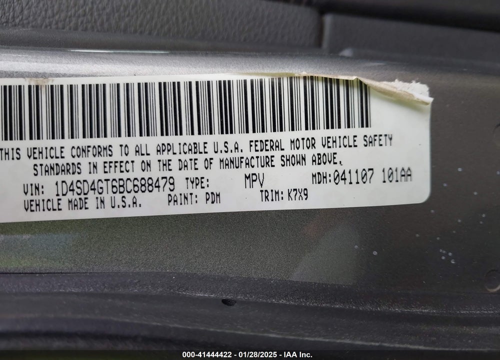 2011 DODGE DURANGO CREW VIN: 1D4SD4GT6BC688479