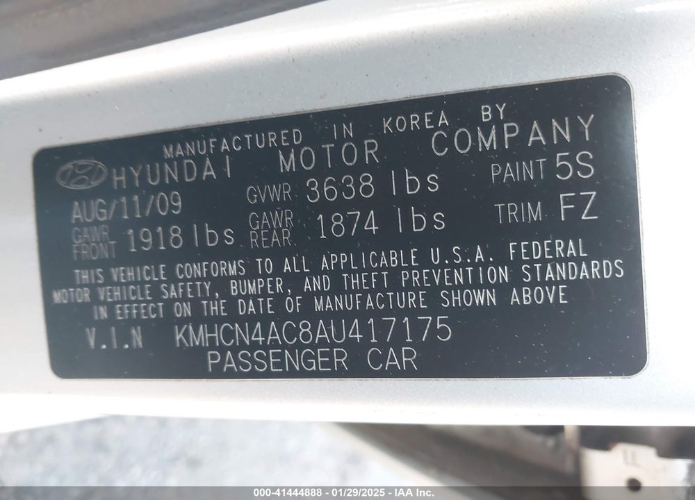 2010 HYUNDAI ACCENT VIN: KMHCN4AC8AU417175