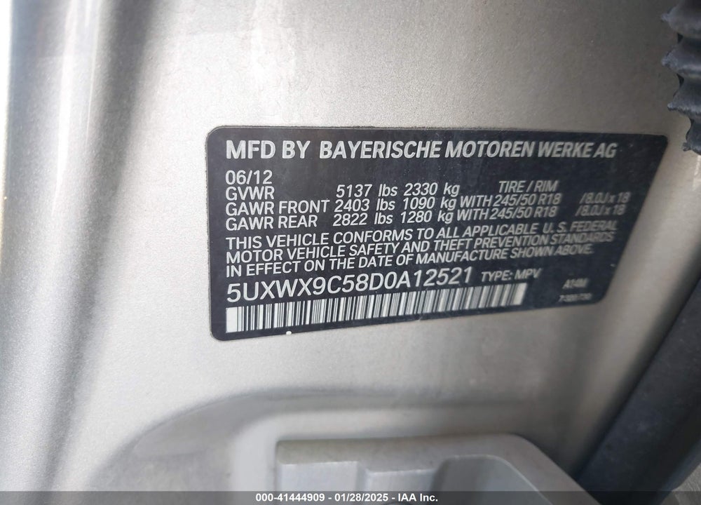 2013 BMW X3 XDRIVE28I VIN: 5UXWX9C58D0A12521