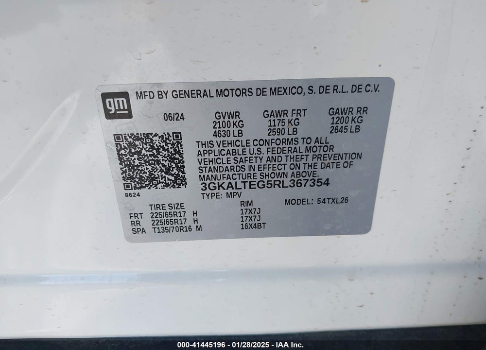 2024 GMC TERRAIN AWD SLE VIN: 3GKALTEG5RL367354