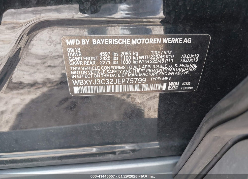 2018 BMW X2 SDRIVE28I VIN: WBXYJ3C32JEP75799