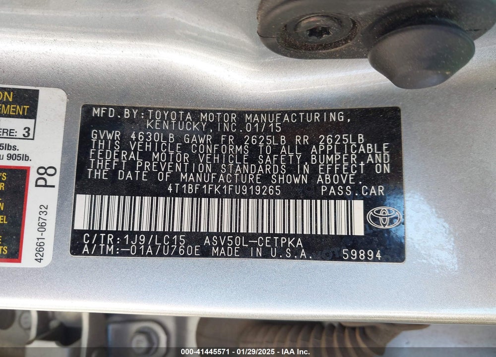 2015 TOYOTA CAMRY XSE VIN: 4T1BF1FK1FU919265
