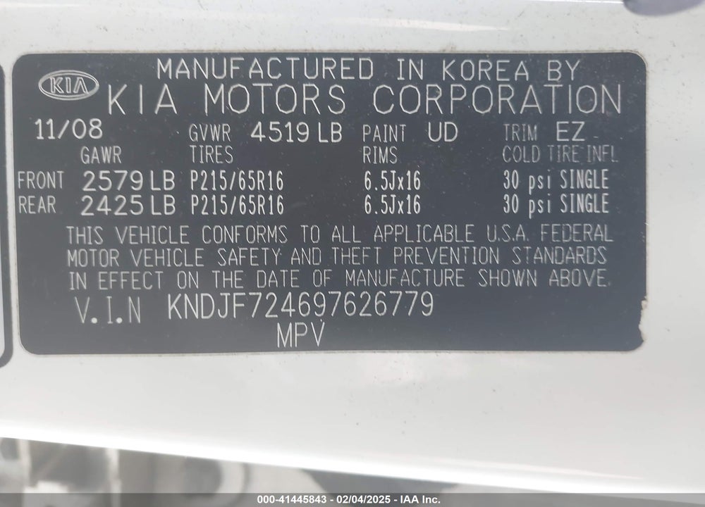 2009 KIA SPORTAGE LX VIN: KNDJF724697626779
