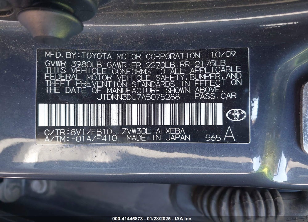 2010 TOYOTA PRIUS VIN: JTDKN3DU7A5075288