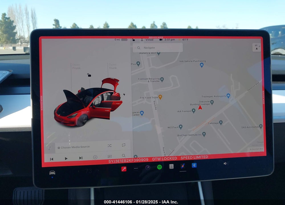 2019 TESLA MODEL 3 VIN: 5YJ3E1EB2KF390909