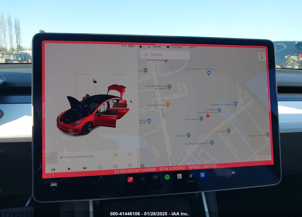 2019 TESLA MODEL 3 VIN: 5YJ3E1EB2KF390909