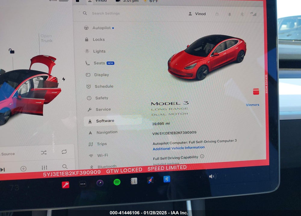 2019 TESLA MODEL 3 VIN: 5YJ3E1EB2KF390909
