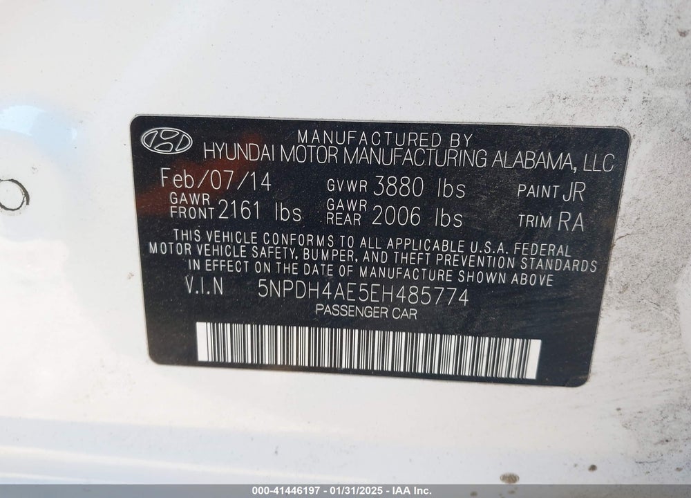 2014 HYUNDAI ELANTRA SE VIN: 5NPDH4AE5EH485774
