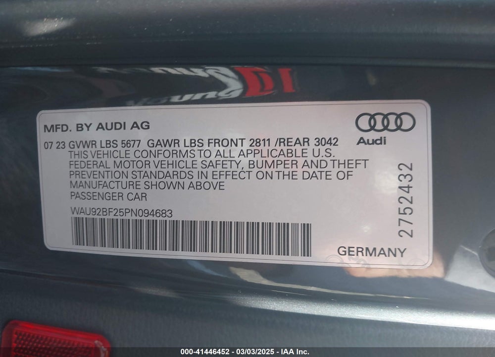 2023 AUDI A6 ALLROAD VIN: WAU92BF25PN094683