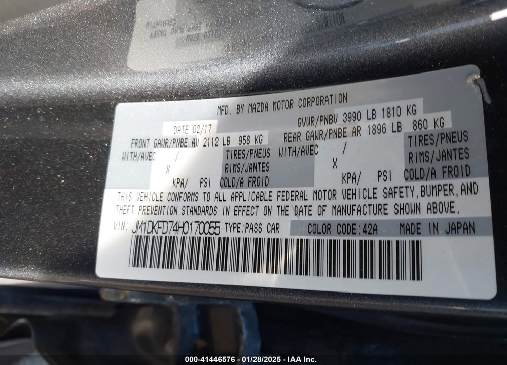 2017 MAZDA CX-3 GRAND TOURING VIN: JM1DKFD74H0170055