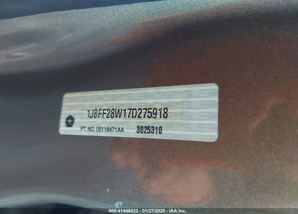 2007 JEEP PATRIOT SPORT VIN: 1J8FF28W17D275918