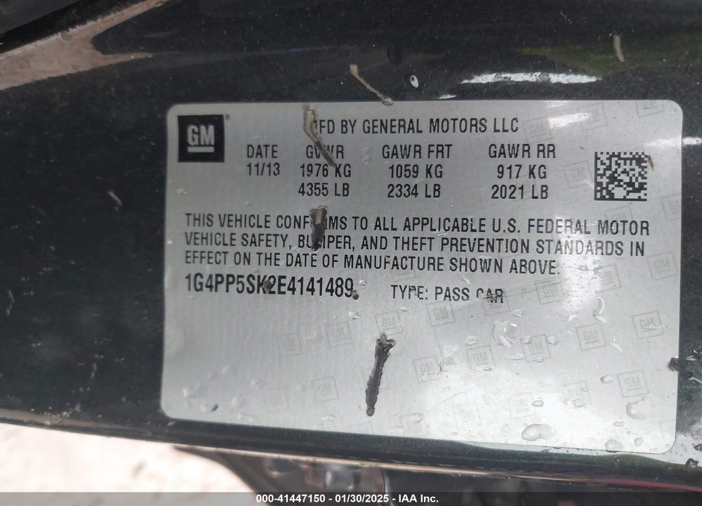 2014 BUICK VERANO VIN: 1G4PP5SK2E4141489