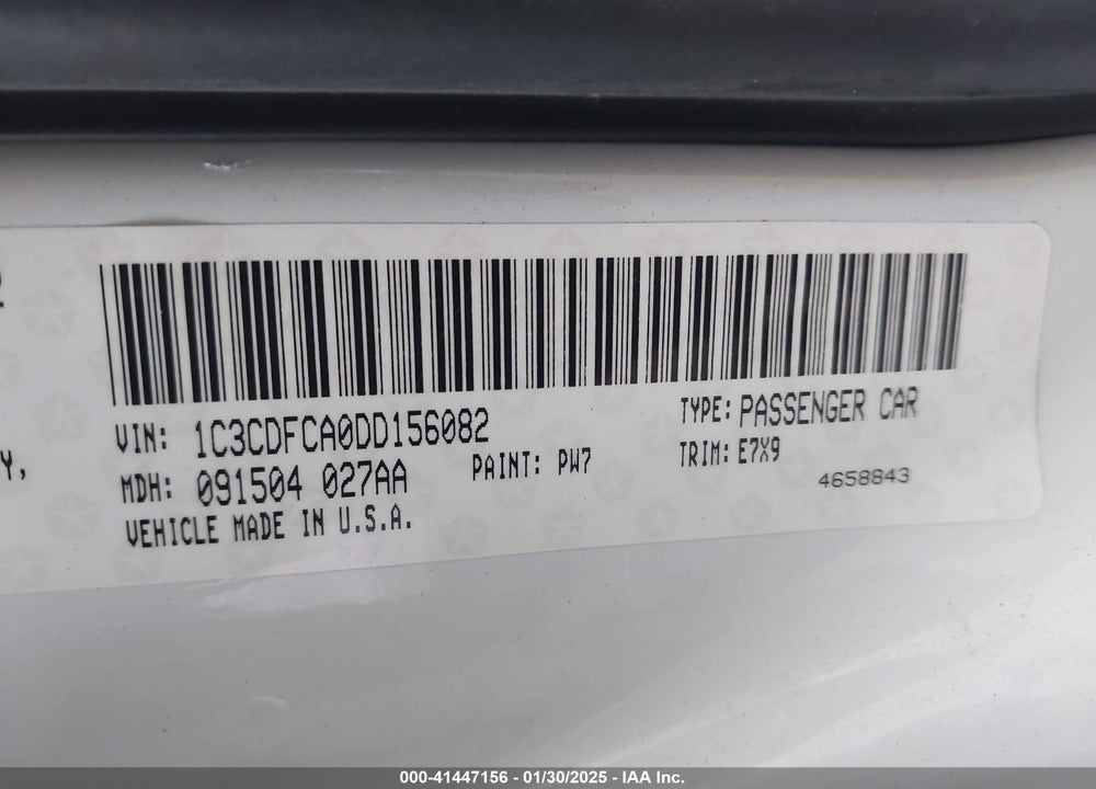 2013 DODGE DART VIN: 1C3CDFCA0DD156082