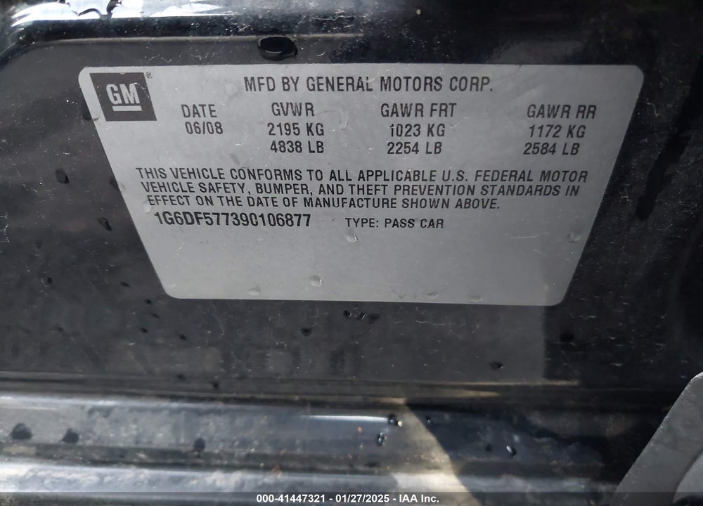 2009 CADILLAC CTS VIN: 1G6DF577390106877