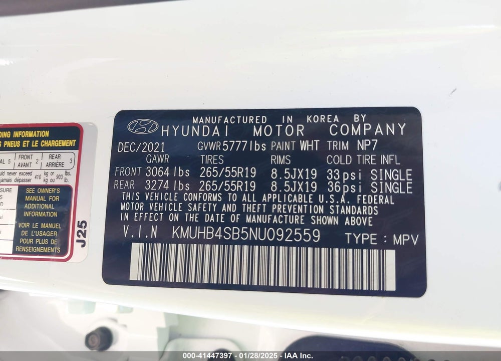 2022 GENESIS GV80 2.5T RWD VIN: KMUHB4SB5NU092559
