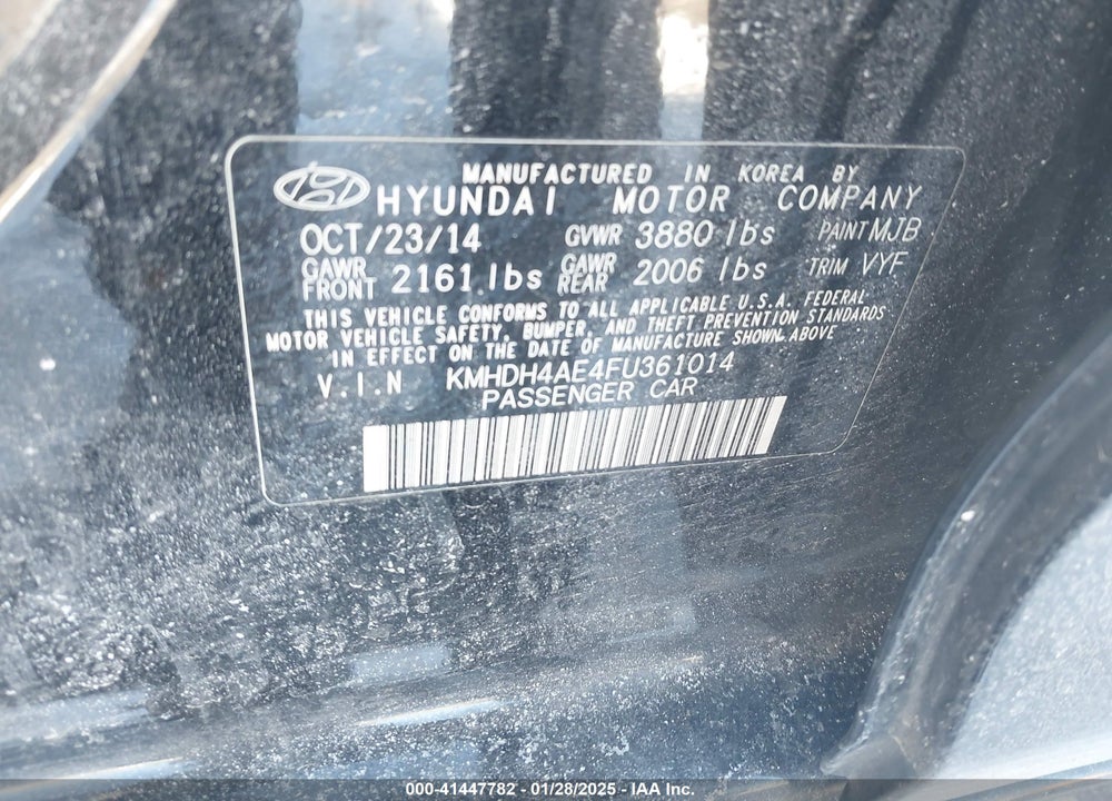 2015 HYUNDAI ELANTRA VIN: KMHDH4AE4FU361014