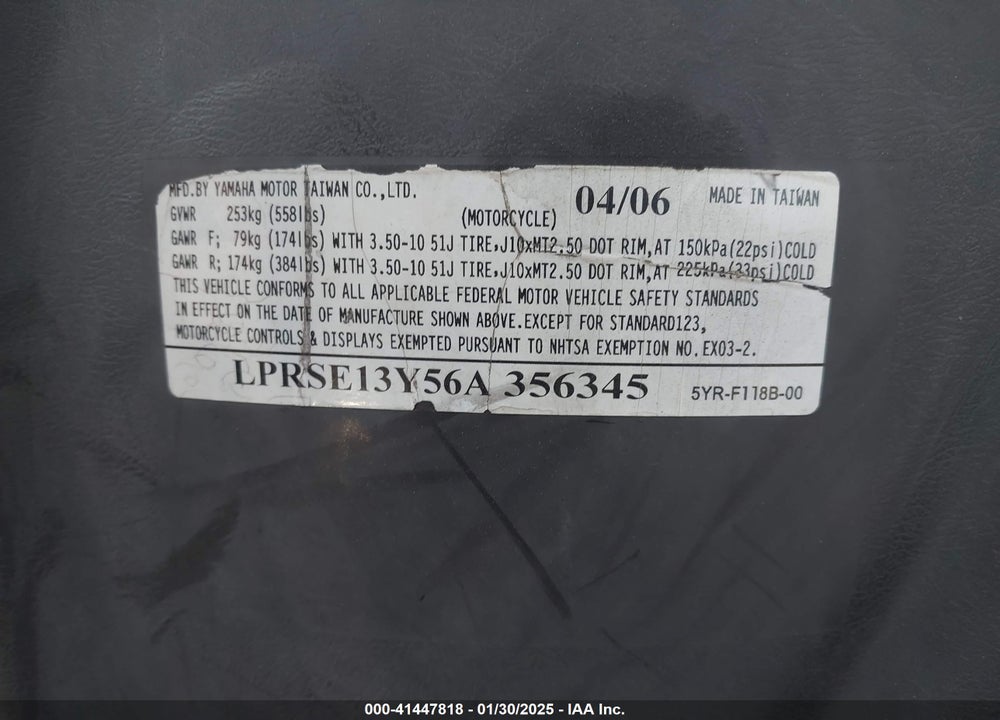 2006 YAMAHA YJ125 VIN: LPRSE13Y56A356345