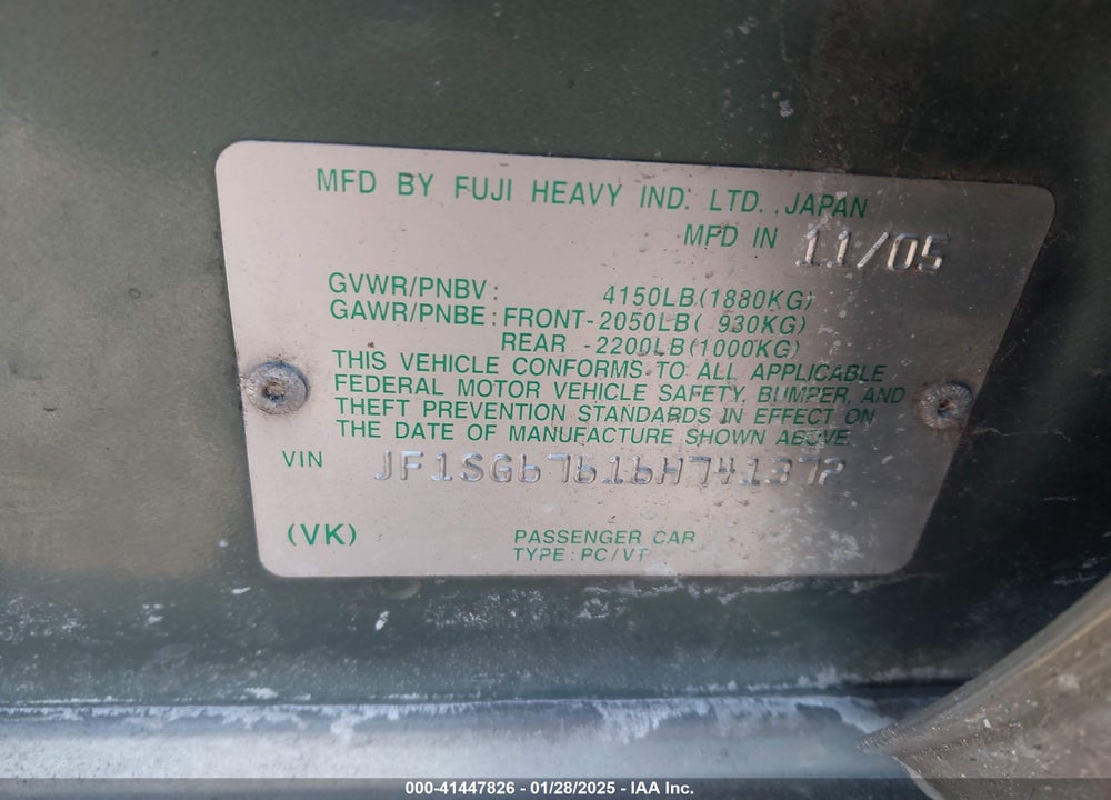 2006 SUBARU FORESTER 2.5X L.L. BEAN EDITION VIN: JF1SG67616H741372