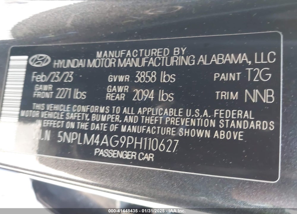2023 HYUNDAI ELANTRA VIN: 5NPLM4AG9PH110627