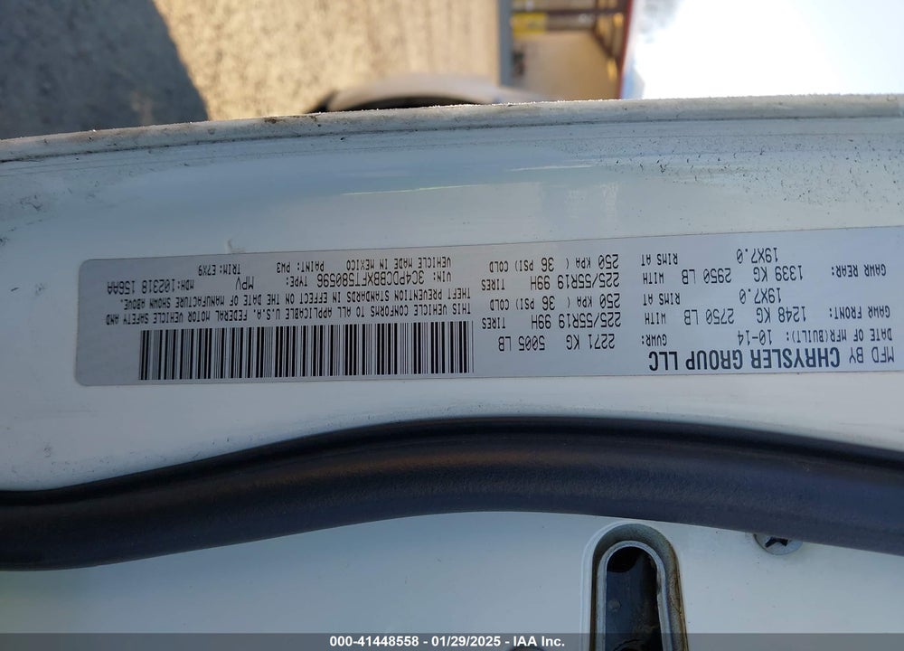 2015 DODGE JOURNEY SXT VIN: 3C4PDCBBXFT580596