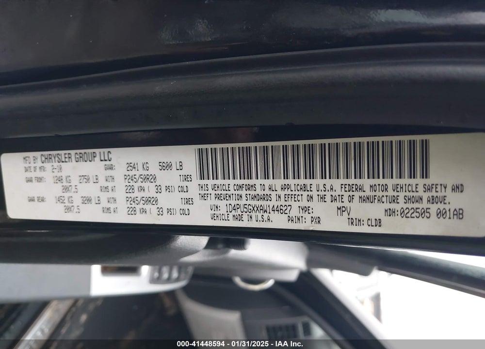 2010 DODGE NITRO SXT VIN: 1D4PU5GXXAW144627