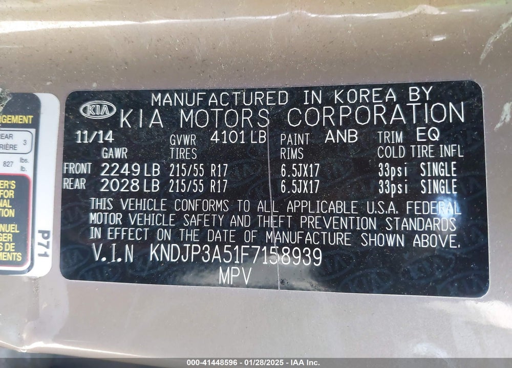 2015 KIA SOUL VIN: KNDJP3A51F7158939
