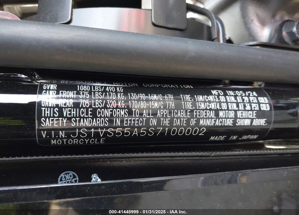 2025 SUZUKI VL800 M/TM VIN: JS1VS55A5S7100002