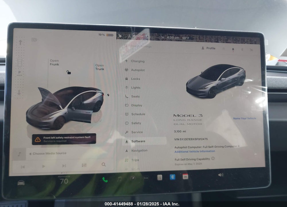 2025 TESLA MODEL 3 VIN: 5YJ3E1EBXSF912475
