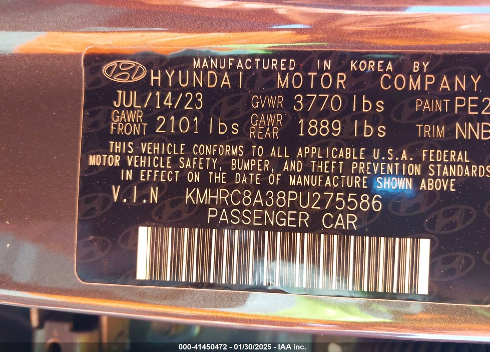 2023 HYUNDAI VENUE SEL VIN: KMHRC8A38PU275586