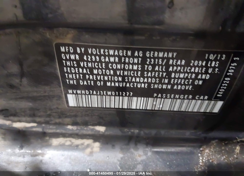 2014 VOLKSWAGEN GTI WOLFSBURG EDITION VIN: WVWHD7AJ3EW011277