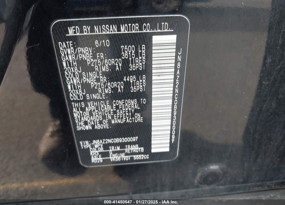2011 INFINITI QX56 VIN: JN8AZ2NC0B9300097