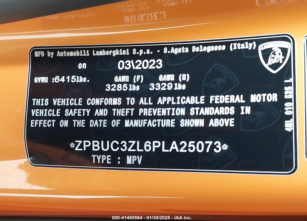 2023 LAMBORGHINI URUS PERFORMANTE VIN: ZPBUC3ZL6PLA25073