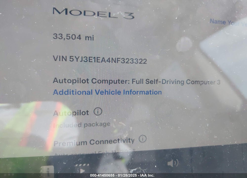 2022 TESLA MODEL 3 REAR-WHEEL DRIVE VIN: 5YJ3E1EA4NF323322