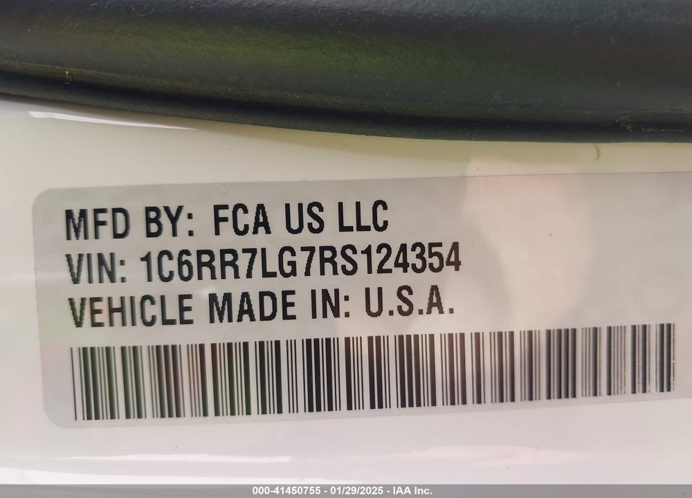 2024 RAM 1500 CLASSIC VIN: 1C6RR7LG7RS124354